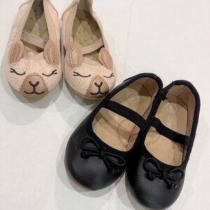 Cat & Jack Girls Mary Jane Size 6 Ballet Slip On Shoes Black Pink LOT of 2